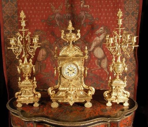 fig 1. ***** SOLD ***** Large and Stunning Classical Clock Set ~ French - Circa 1880 ~